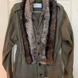 BCBGeneration Olive Utility Jacket with Faux Fur Trim